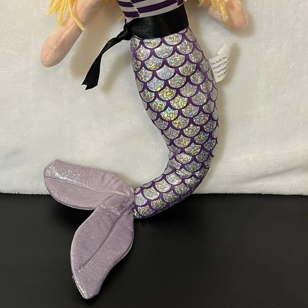 Mermaid Pirate Plush Doll Purple Silver Blonde Yarn Hair Fun Stuff Brown Eyes